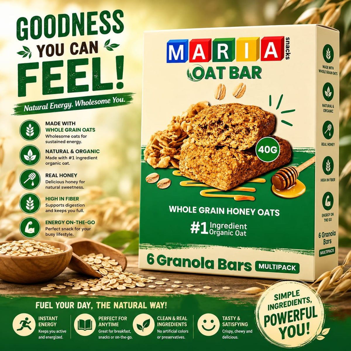 MARIA OAT BAR WHOLE GRAIN WITH HONEY OATS