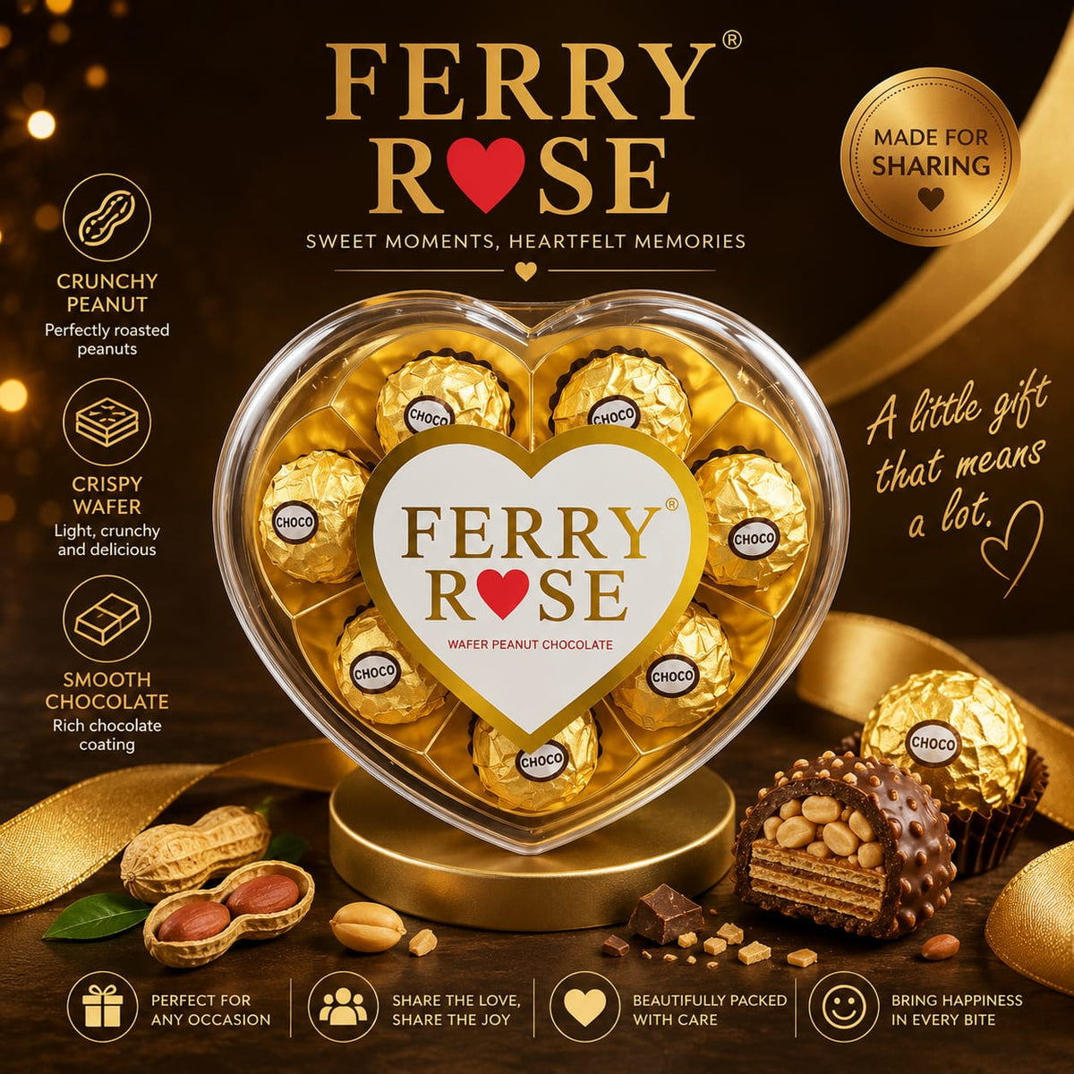 FERRY ROSE CHOCOLATE HEART SHAPE BOX T-8 100 GM