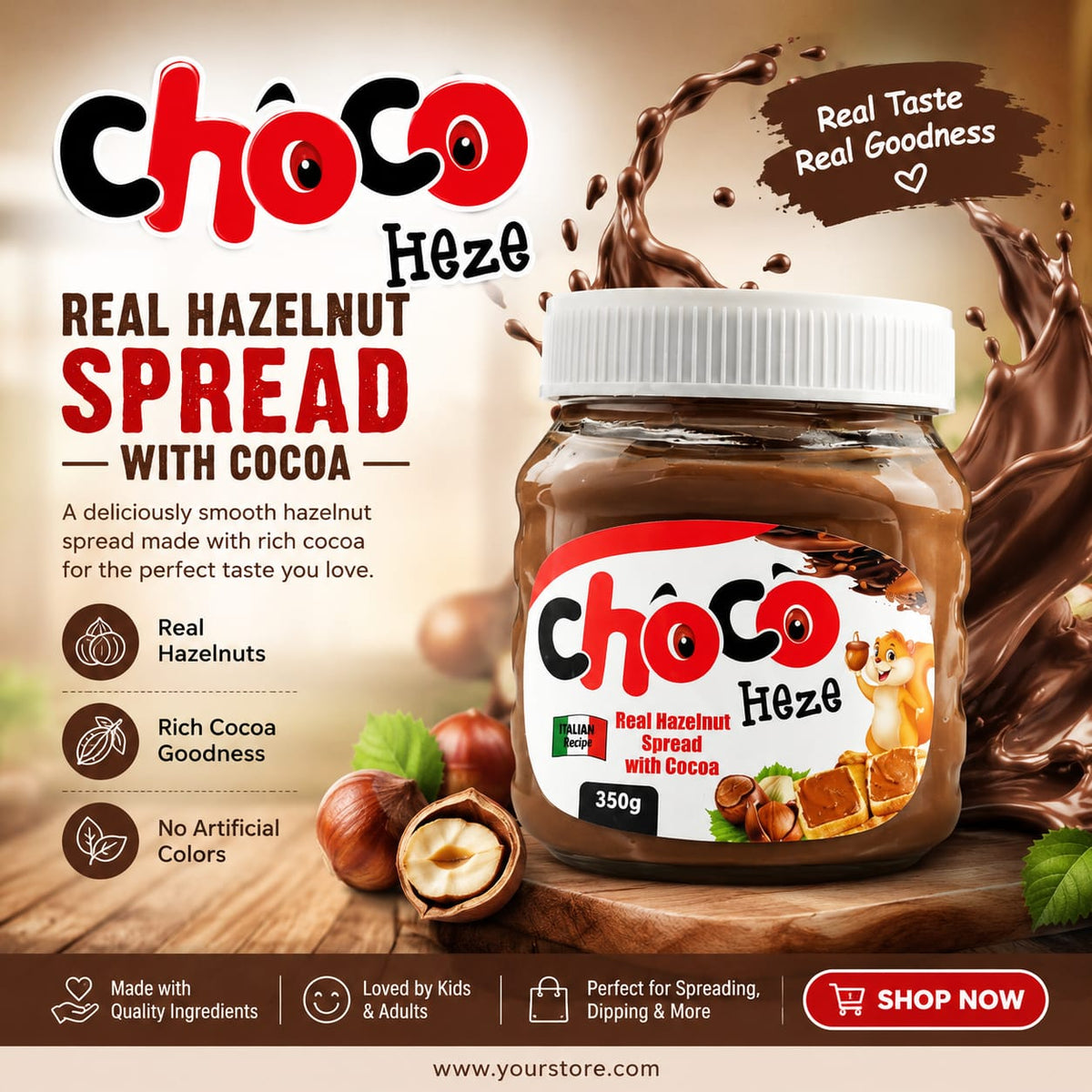 Milkyz Food Choco Heze Real Hazelnut Spread With Cocoa 350g