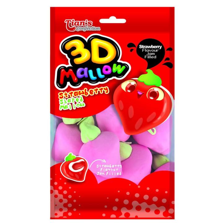 Tian's 3D Mallow Strawberry Shaped Mallow 100g