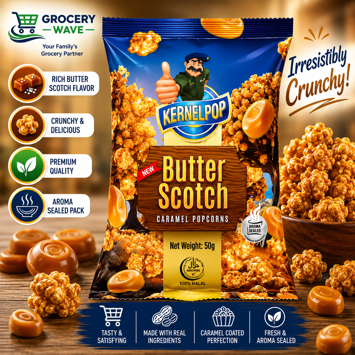 KERNEL POP BUTTER SCOTCH 50G
