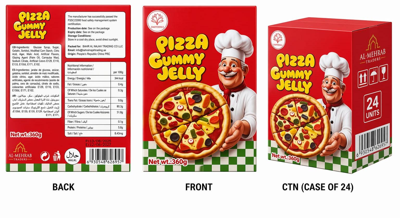 Daffodils Pizza Gummy Jelly Box Of 24pc’s