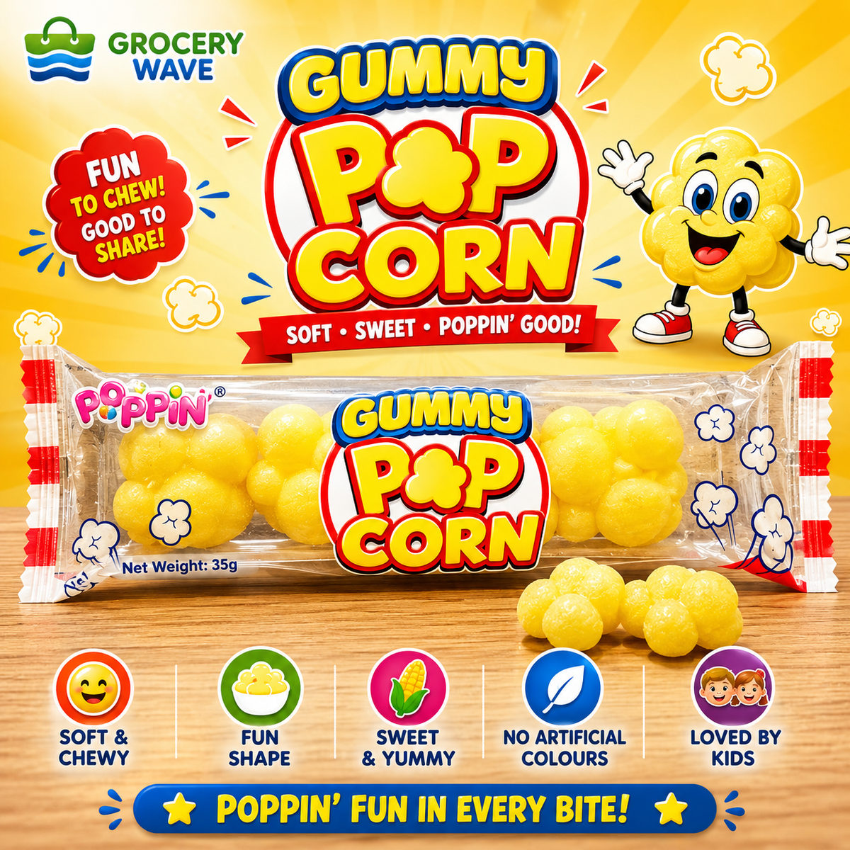 POPPIN GUMMY POP CORN 28G