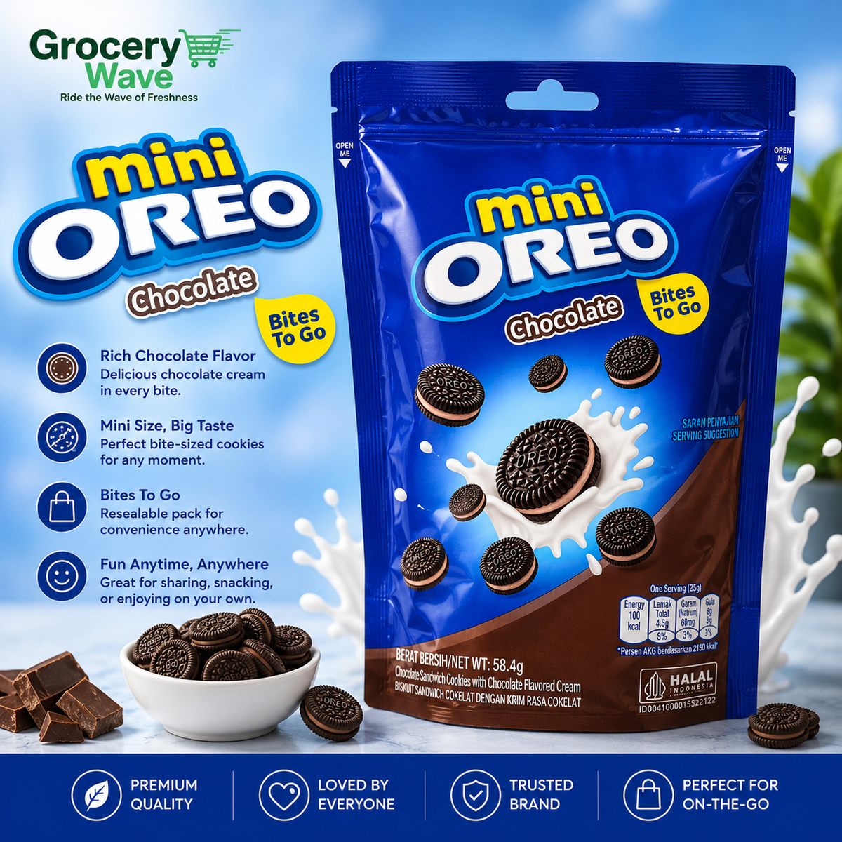 Oreo Mini Standing Pouch Chocolate 58.4g