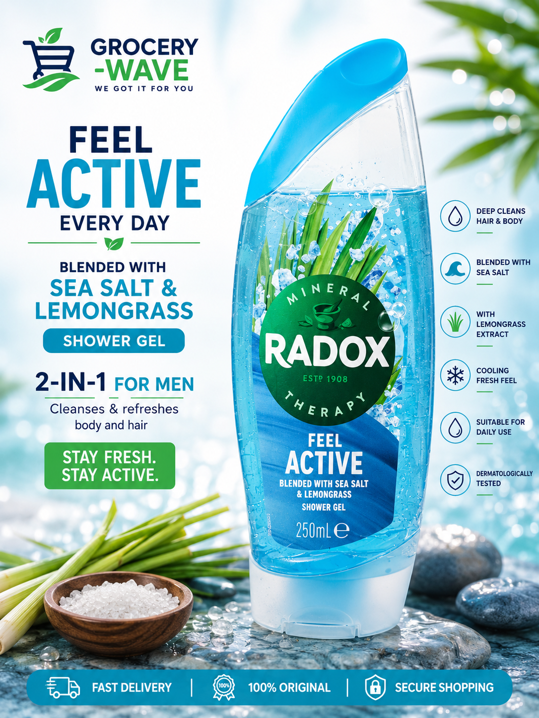 RADOX FEEL ACTIVE EVERY DAY 2 IN 1 SHOWER GEL 250ML
