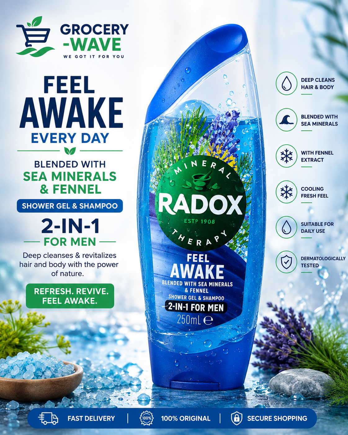 RADOX FEEL AWAKE EVERY DAY SHOWER GEL 250ML