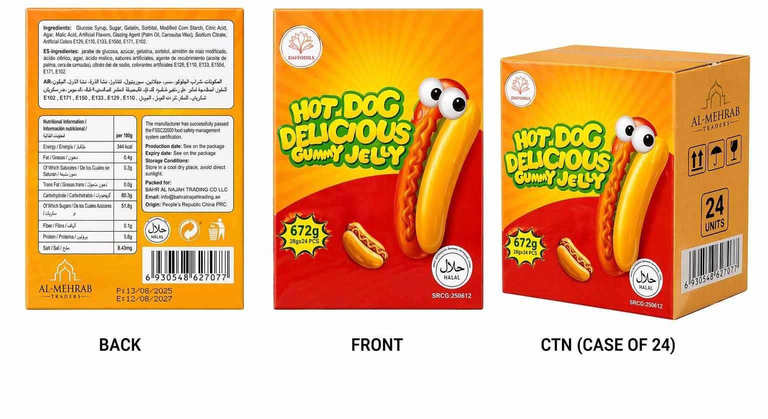 Daffodils Hot Dog Delicious Gummy  Jelly 682g
