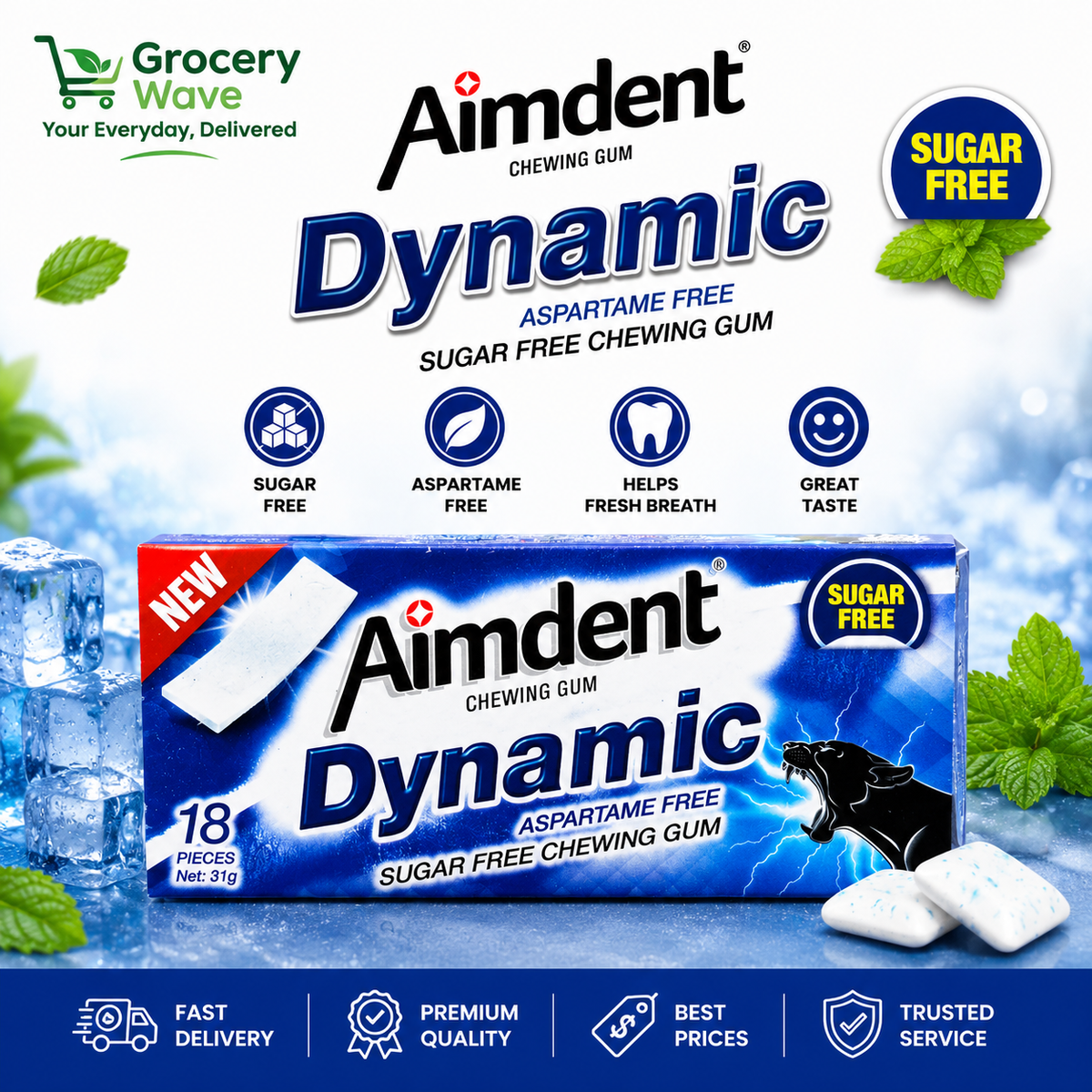 Aimdent Aspartame Free Chewing Gum Dynamic 31g