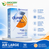 Durex Air Large Wide Fit Ultra-Thin Condom, 10-Pack