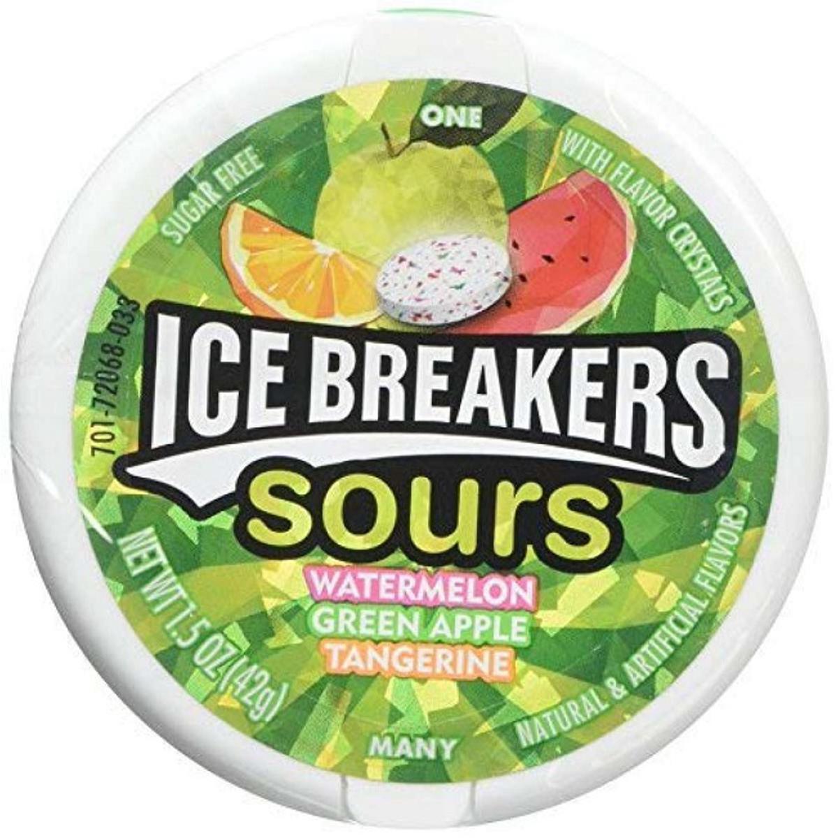 Ice Breakers Sours Sugar Free Green Apple, Tangerine, Watermelon 42g