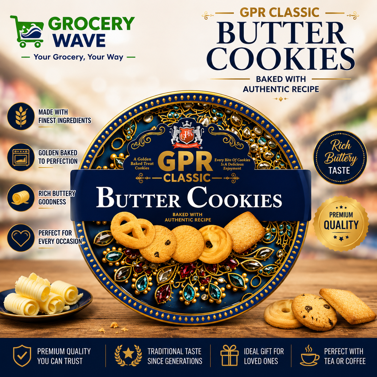 GPR Classic Butter Cookies Tub 340g