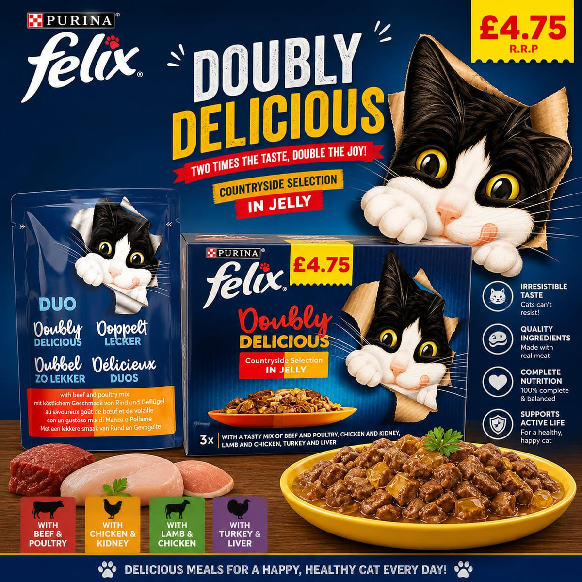 Felix Doubly Delicious Countryside Selection In Jelly - (12X85G)