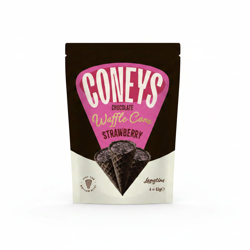 Coneys Chocolate Waffle Cone Strawberry 63g