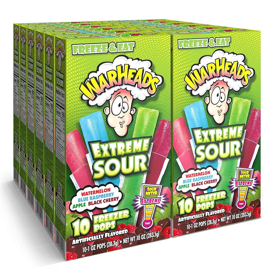 Warheads, Fat Free Freezer Pops, Assorted Flavors, Extreme Sour 283.5gm