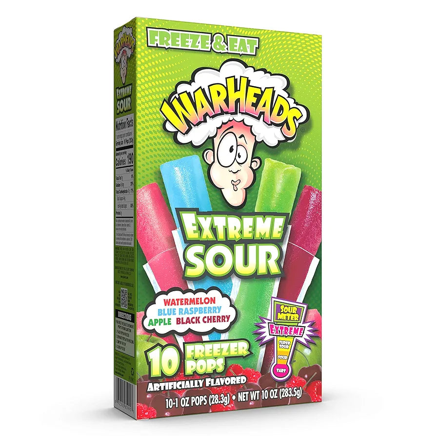 Warheads, Fat Free Freezer Pops, Assorted Flavors, Extreme Sour 283.5gm