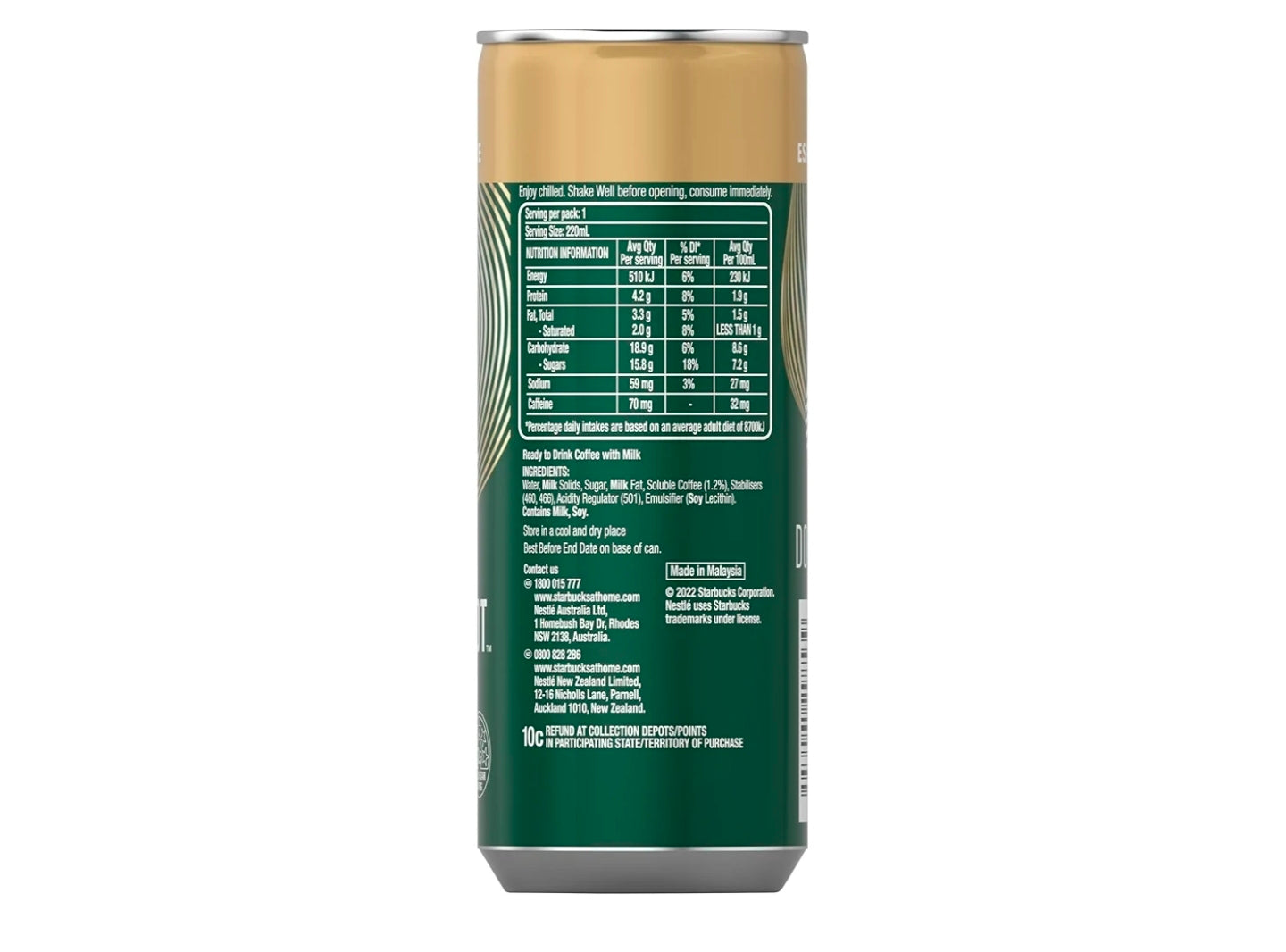 Starbucks Double Shot Espresso Latte Drink, 220 ml