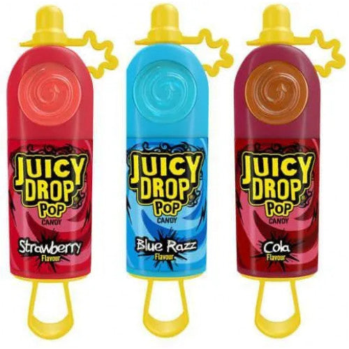 Bazooka Candy Brands Juicy Drop Strawberry / Blackcurrant Lollipop - 26 gms