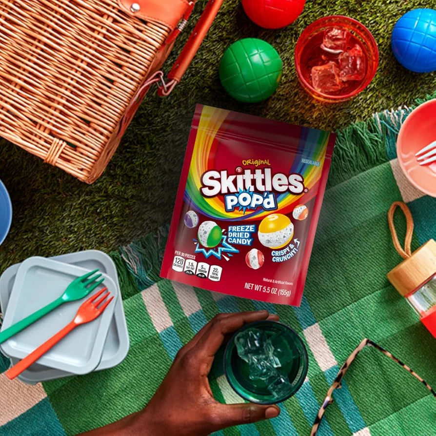 SKITTLES POP'd Originals Freeze Dried Candy, 5.5 Oz Resealable Candy Bag