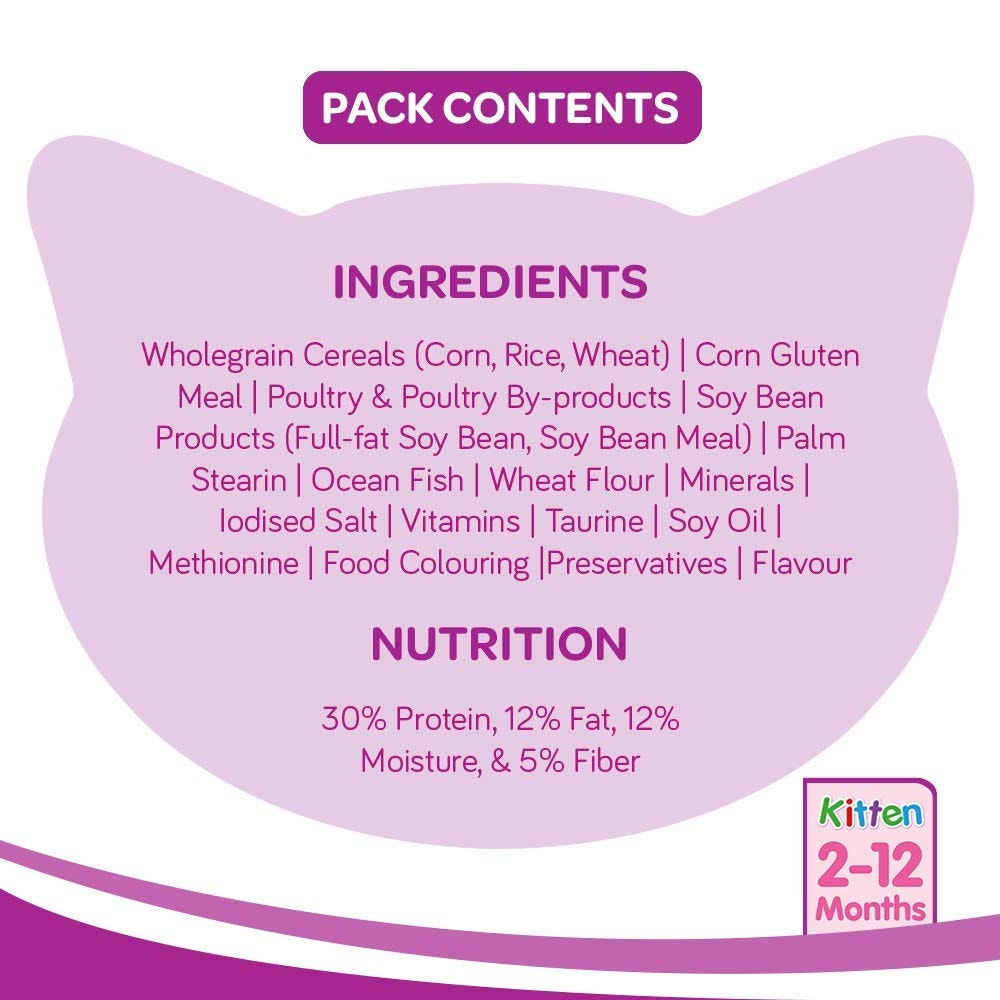WHISKAS Kitten Dry Food, Ocean Fish with Milk 480gm
