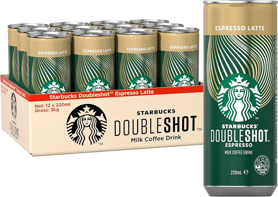 Starbucks Double Shot Espresso Latte Drink, 220 ml (Pack of 24)