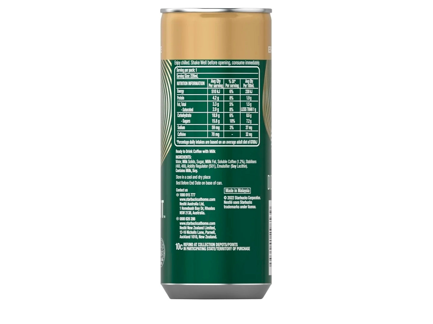 Starbucks Double Shot Espresso Latte Drink, 220 ml