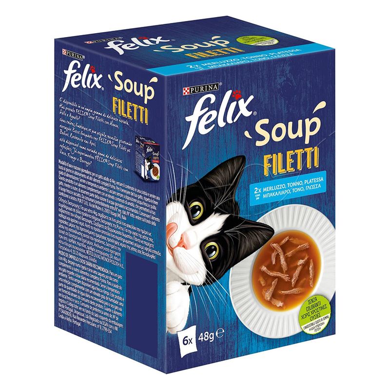 Felix Soup Cat Food Fish Selection Tender Strips 6 48g Pack of 6