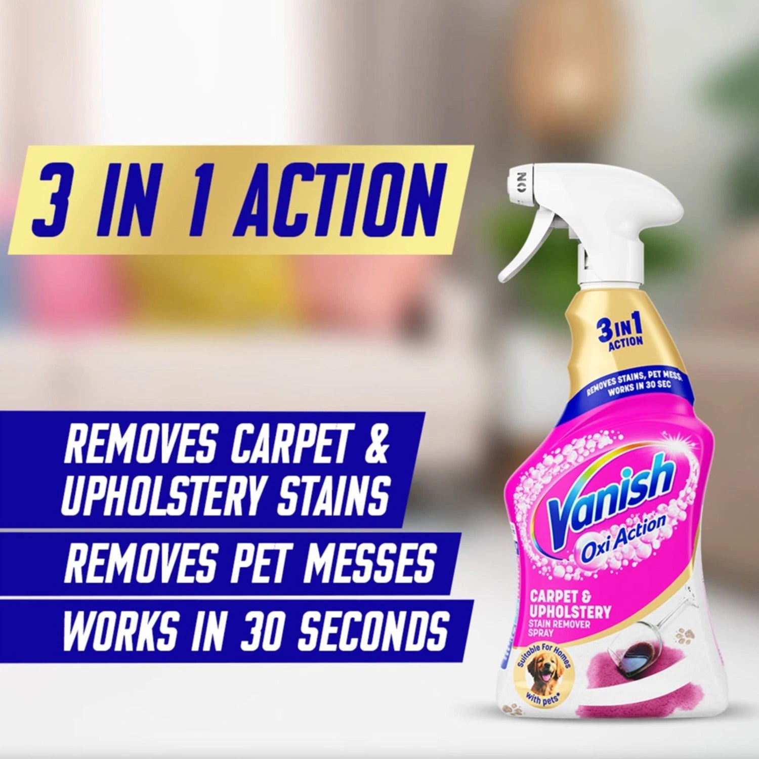 Vanish Carpet Cleaner Upholstery Gold Oxi Action Stain Remover Spray - 500ml