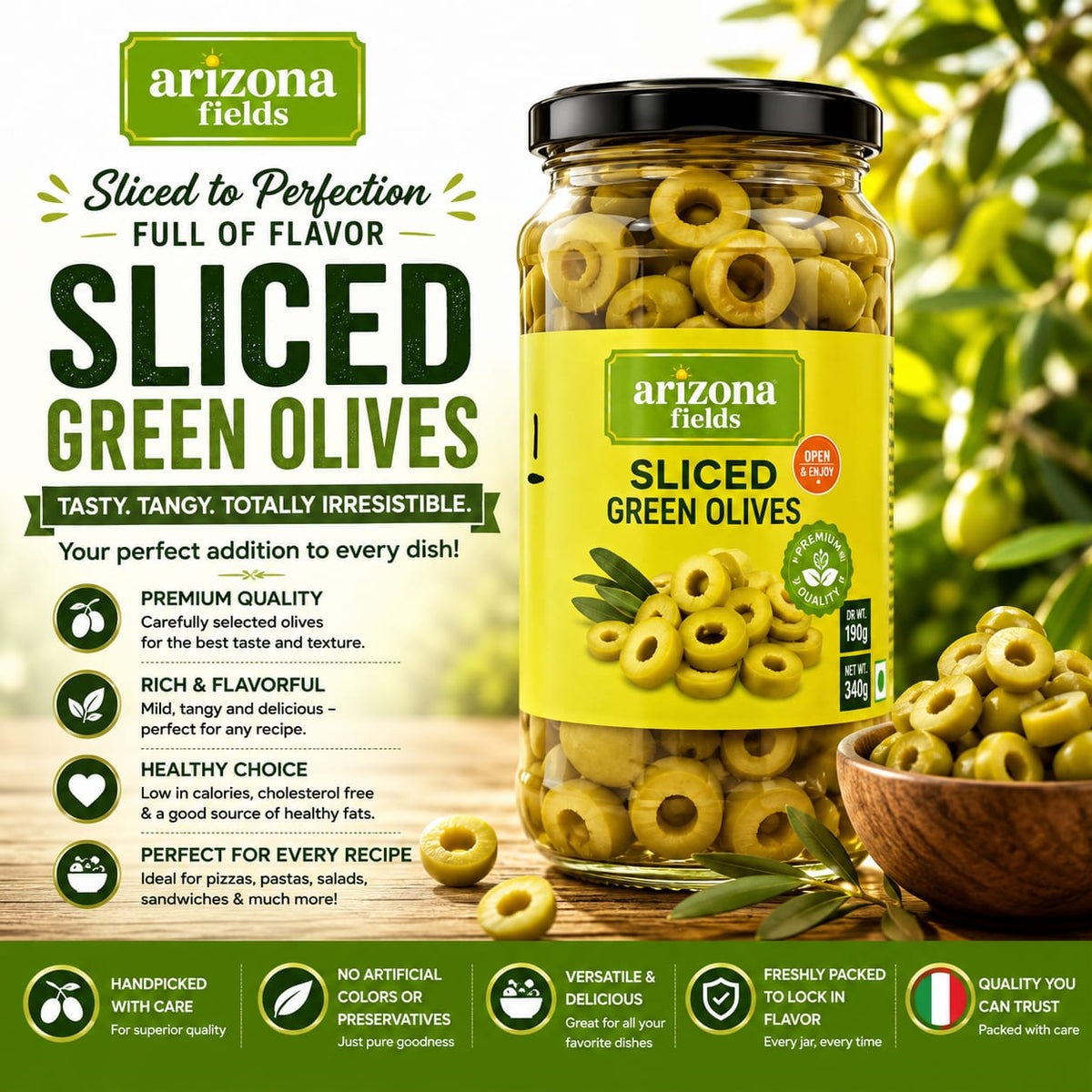 Olives Green Sliced 244g