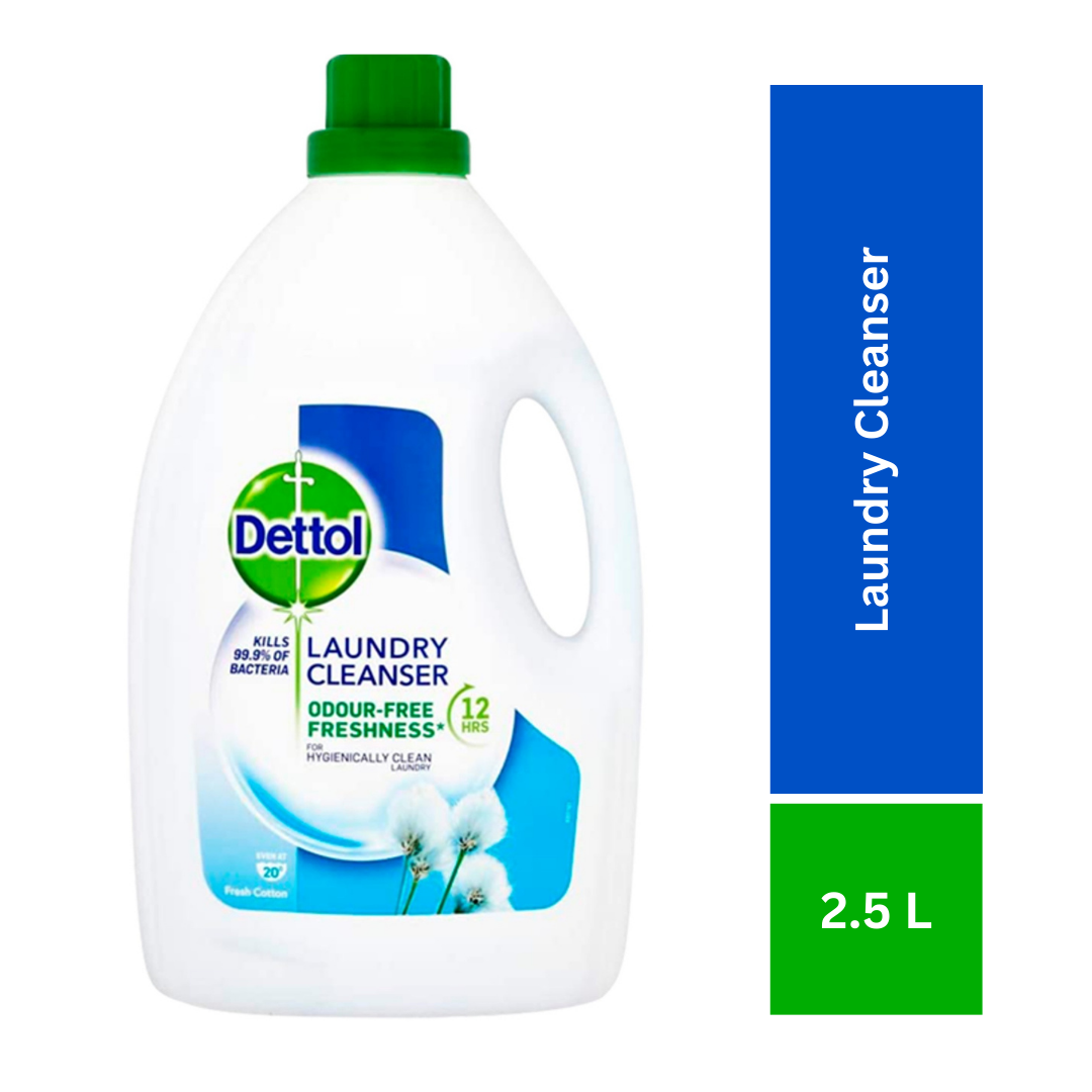 Dettol Antibacterial Laundry Cleanser, Fresh Cotton, 2.5 Litre