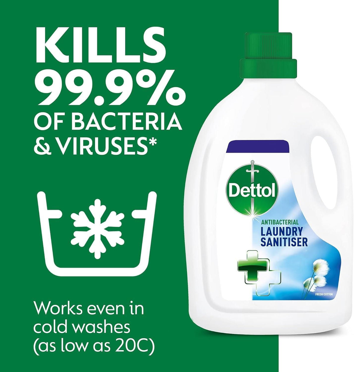 Dettol Antibacterial Laundry Cleanser, Fresh Cotton, 2.5 Litre